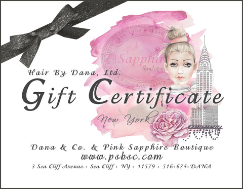 Pink Sapphire Boutique and Dana & Co. Gift Certificate