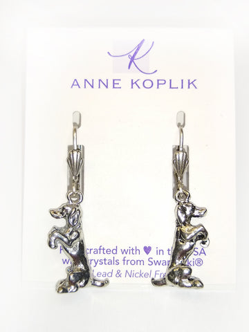 Silver Leverback Little Doggy Earrings